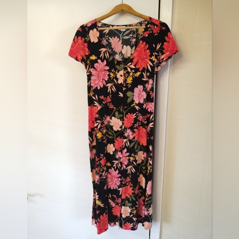 Old Navy Black Floral NWOT Midi Dress Medium